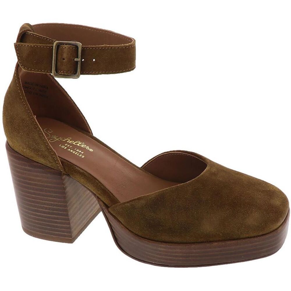 Seychelles Womens Gleaming  Brown Ankle Strap Platform Heels Shoes NWT